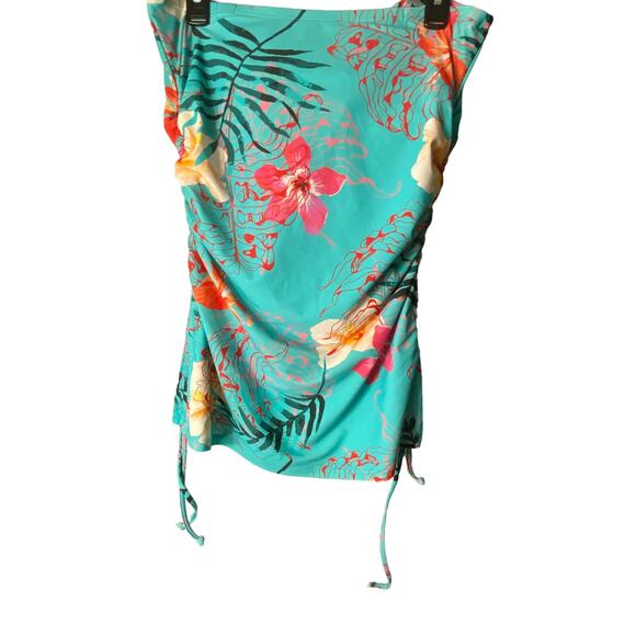 Women's Hapari Swim Bathing Suit TOP (only) 16 turq w Pink . Side rouching EUC - Picture 5 of 15